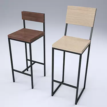 Sleek Wooden Bar Chairs 3D model image 1 
