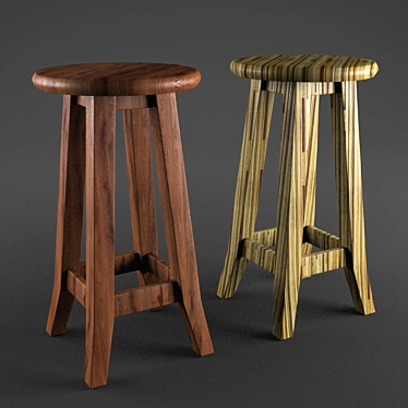 Elegant Wood Stool 48cm 3D model image 1 