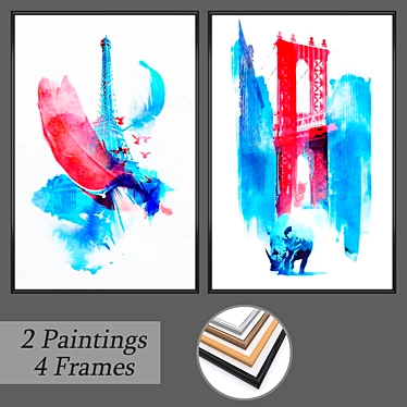 Gallery Set: 2 Paintings + 4 Frame Options 3D model image 1 