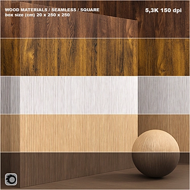 Seamless Wood Veneer Box Set 3D model image 1 