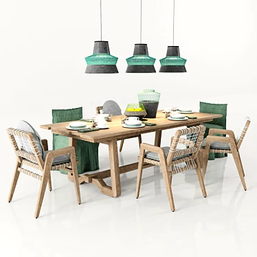 Stylish InOut Dining Set 3D model image 1 
