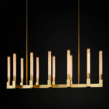 Sleek Cannele Linear Chandelier 3D model image 1 