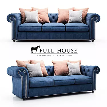 Elegant Chester Textile Sofa 3D model image 1 