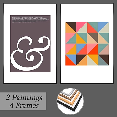 Modern Art Set: 2 Paintings + 4 Frame Options 3D model image 1 