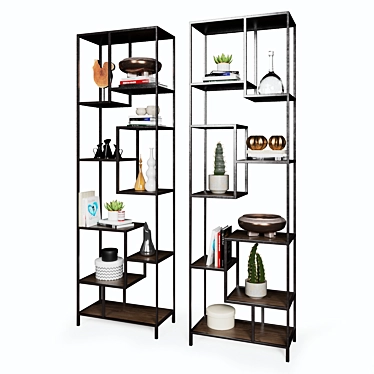 Fashionable Helena Bookcase Set 3D model image 1 