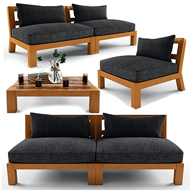 Modern Lounge Armchairs with Sofa Set 3D model image 1 