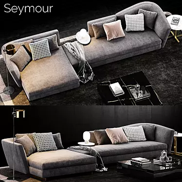 Modern Italian Living: Minotti Seymour Sofa + Coffee Tables 3D model image 1 