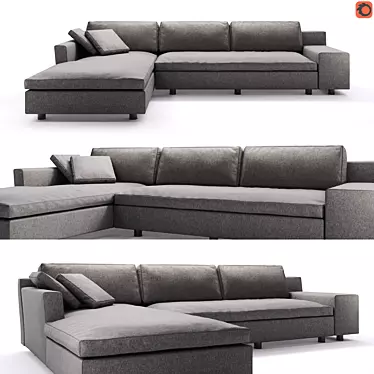 Modern 3-Seater Sofa: Cassina Mister 3D model image 1 