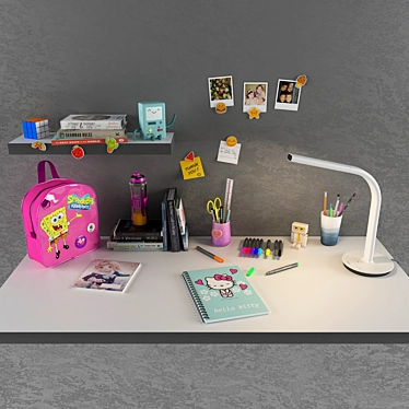 Fashionable School Decor Set 3D model image 1 