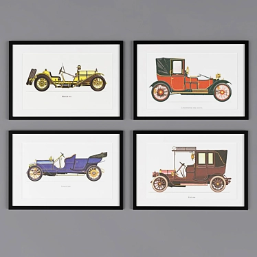 Vintage Motoring Prints 3D model image 1 