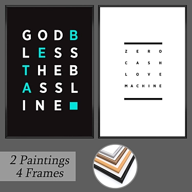 Versatile Set of Wall Paintings with Frame Options 3D model image 1 