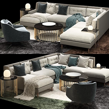 Modern West elm Sectional Set 3D model image 1 