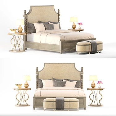 Morrissey Healey Panel Bed: Luxurious Upholstered King Size Bed by A.R.T. Furniture 3D model image 1 