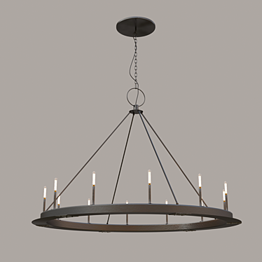 Sleek Iron Ring Chandelier 3D model image 1 