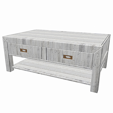 Rustic Charm Coffee Table with Drawers & Shelf 3D model image 1 