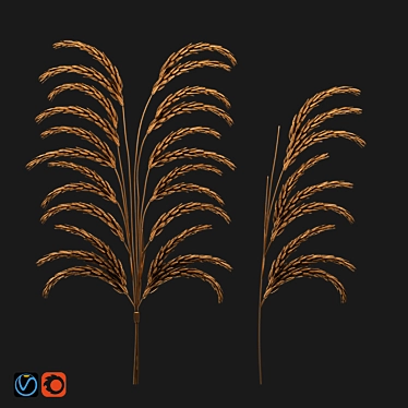 Modern Wheat Decor Set for Wall 3D model image 1 