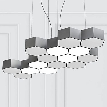 Hexagonal Suspension Lamp with Energy-Saving LED - Honeycomb 3D model image 1 