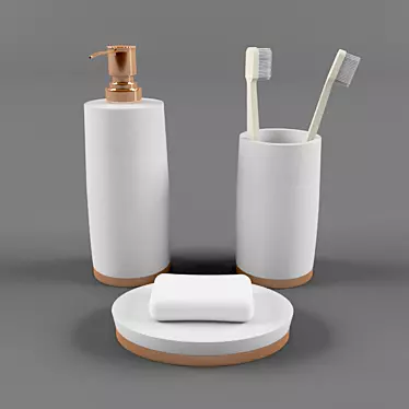 Elegant Rose Gold Bathroom Set 3D model image 1 