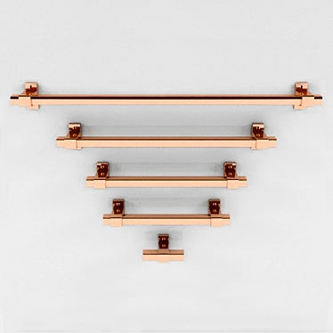 Elegant Chrome and Rose Gold Handles 3D model image 1 