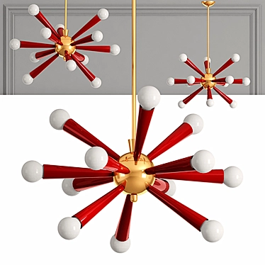 Mid Century Red Sputnik Chandelier 3D model image 1 