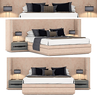 Sleek Modern Bed 3D model image 1 