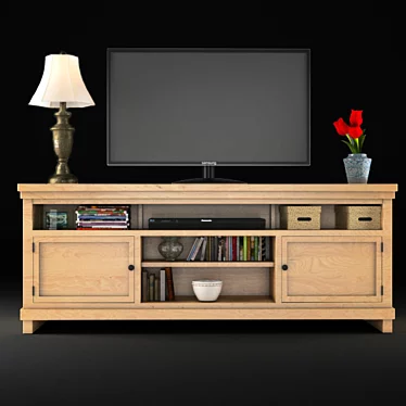 Elegant Pineland TV Stand 3D model image 1 