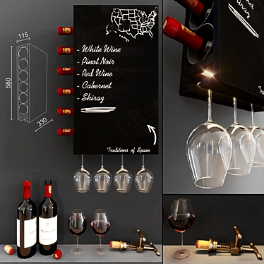 Vintage Wine Wall Cabinet 3D model image 1 