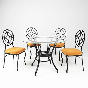 Modern Dining Set: Table & 4 Chairs 3D model image 1 