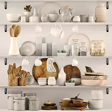 Kitchen Essentials Set: Utensils, Tray, Cup, Spatula, Jug 3D model image 1 