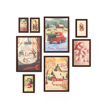 Retro Christmas Art Prints 3D model image 1 