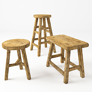 Rustic Country Chairs & Stools 3D model image 1 