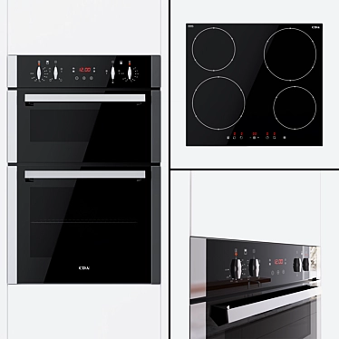 CDA DC940SS Double Oven & HN6111FR Hob: The Ultimate Cooking Duo 3D model image 1 