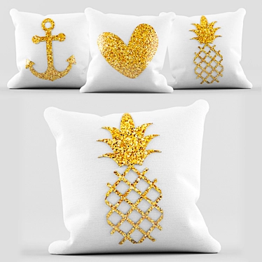 Golden Sequin Pillow Set 3D model image 1 