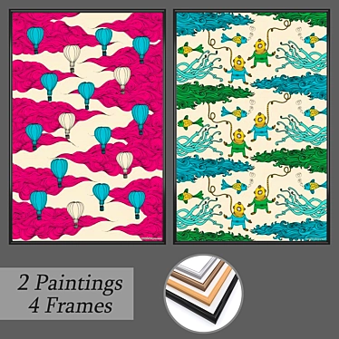 Versatile Wall Art Set with Frame Options 3D model image 1 