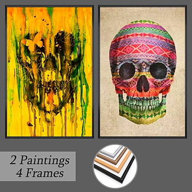 Creative Art Set: 2 Paintings with 4 Frame Options 3D model image 1 