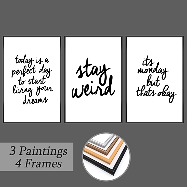 Elegant Wall Art Set with Frames 3D model image 1 