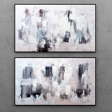 Abstract Expressions: Grey & White Paintings 3D model image 1 