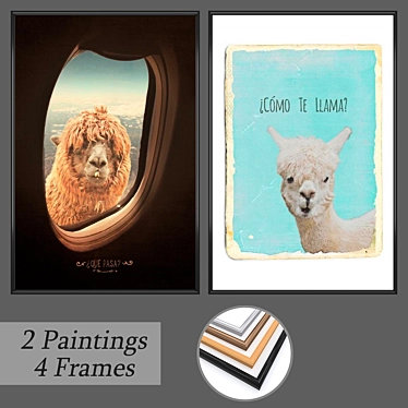 Wall Art Set: No 344 - 2 Paintings, 4 Frame Options 3D model image 1 