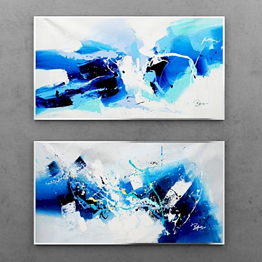 Minimalistic Blue and White Abstract Painting 3D model image 1 
