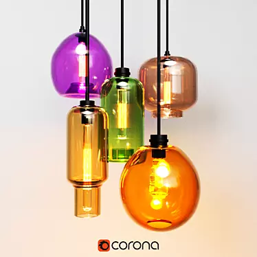  Loft4You Multicolor Glass Pendant Light 3D model image 1 