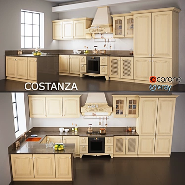 COSTANZA Classic Collection: Elegant Corner Kitchen 3D model image 1 