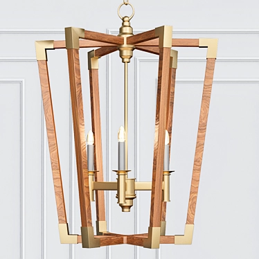 Bastian Small Chandelier: Wood, Wrought Iron, Chestnut/Brass 3D model image 1 