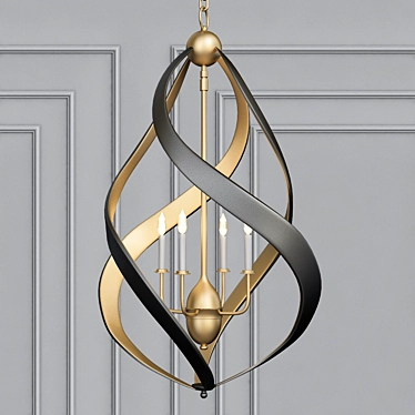 Elegant Trephine Chandelier: Wrought Iron, 4 Lights 3D model image 1 