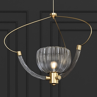Luxury Italian Chandelier: Glass & Brass 3D model image 1 