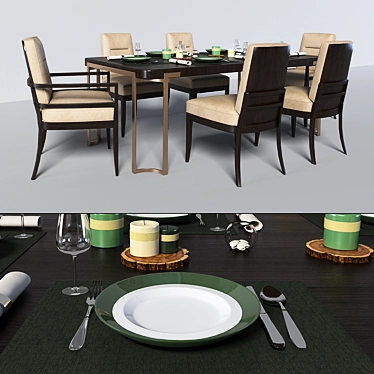 Modern Artisan Dining Set 3D model image 1 