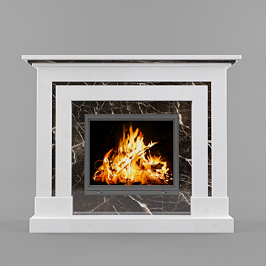 Elegant Marble Fireplace Portal 3D model image 1 