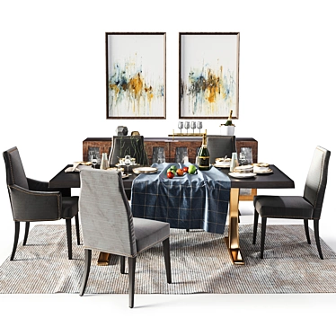 Elegant Dining Set: Toulus Table & Oliver Chairs 3D model image 1 