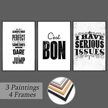 Gallery Set: No 367 - 3 Paintings with 4 Frame Options 3D model image 1 
