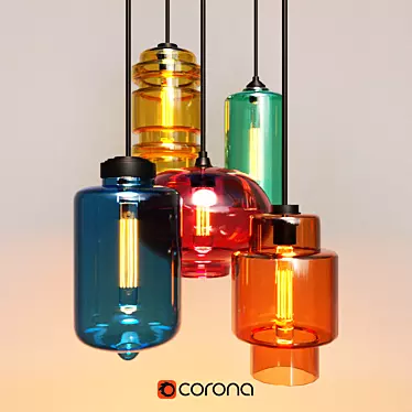 Multicolor Glass Loft Lighting 3D model image 1 