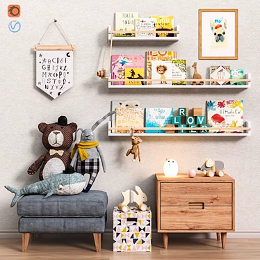 Kids Playroom Set: Furniture, Toys, Decor 3D model image 1 